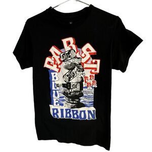 Retro Pabst Blue Ribbon Beer Black Men’s S T-Shirt MINTY